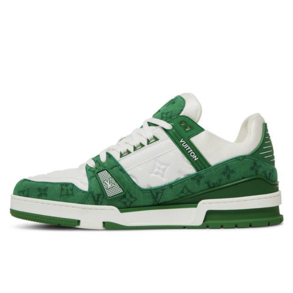 Louis Vuitton LV Trainer Green Monogram Denim White