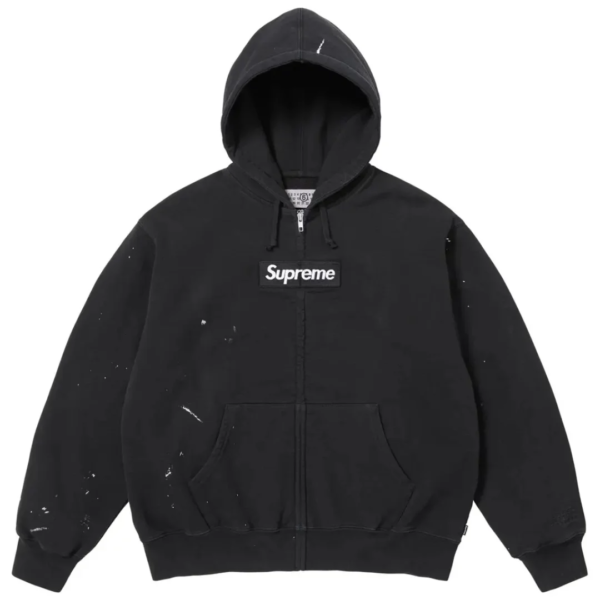 Supreme Maison Margiela Box Logo Zip Up Hoodie Black 1
